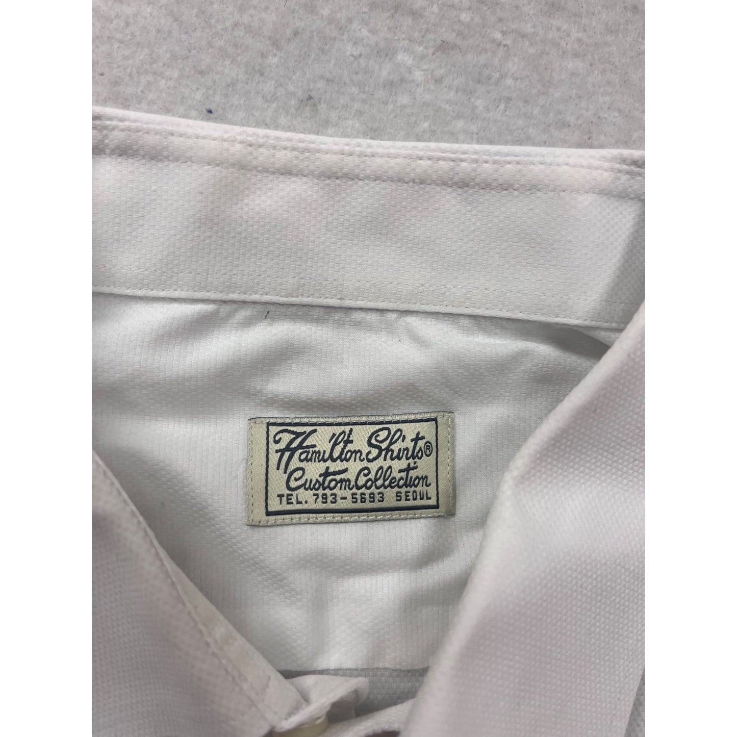 Hamilton Shirts White Button-Up Dress Shirt 17.5 Cotton Classic Fit #113C