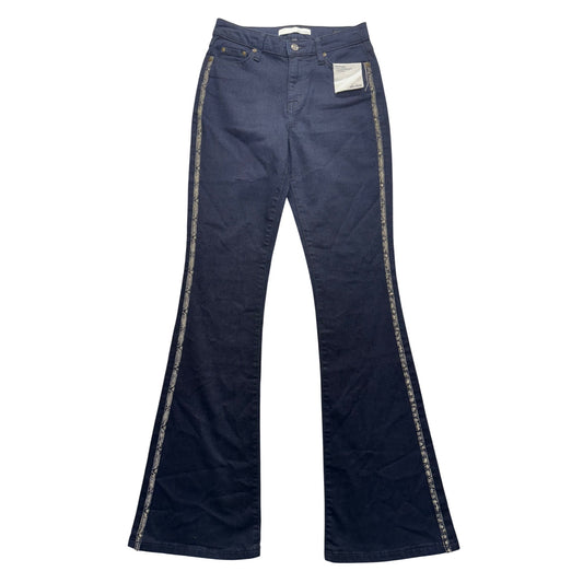 Ella Moss Dark Wash Flare Jeans With Snake Print Trim Size 26 #9667