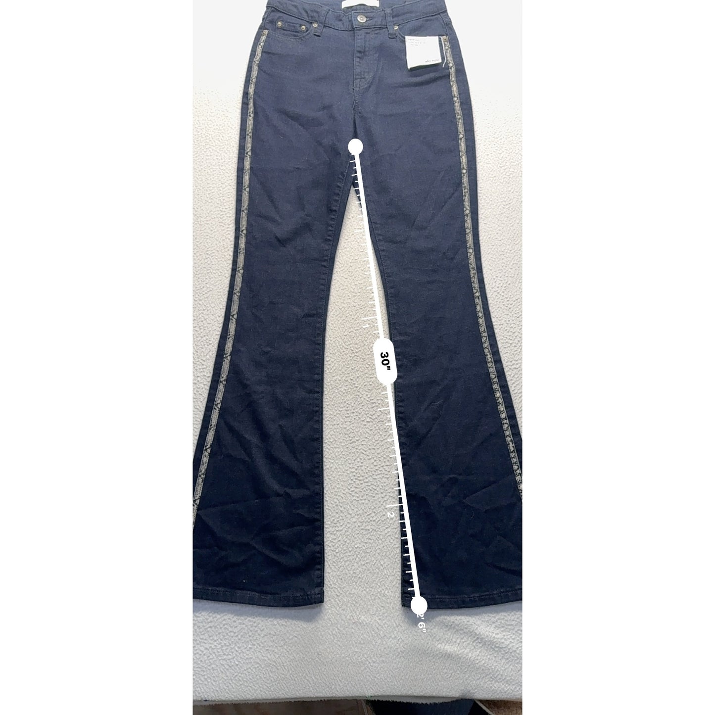 Ella Moss Dark Wash Flare Jeans With Snake Print Trim Size 26 #9667