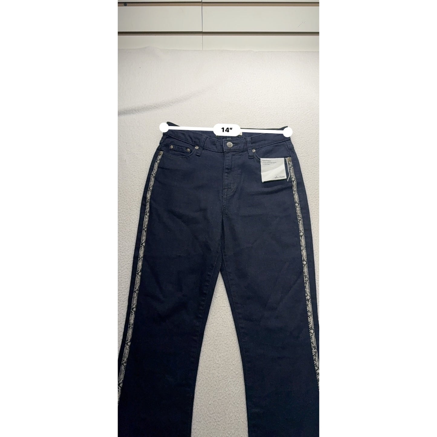 Ella Moss Dark Wash Flare Jeans With Snake Print Trim Size 26 #9667
