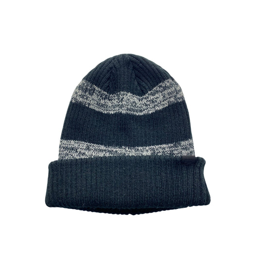Levis Dark Gray & White Striped Knit Beanie #7289
