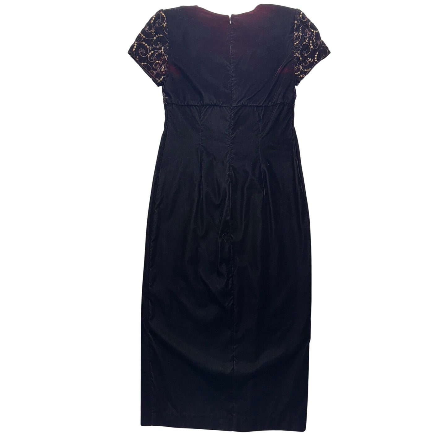 Vintage Jessica Howard Black Velvet & Embroidered Dress Size 8 #156B