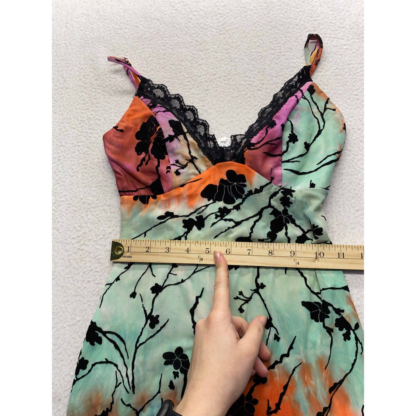 Princess Polly Floral Tie-Dye Lace Trim Mini Dress Size 2 #7060