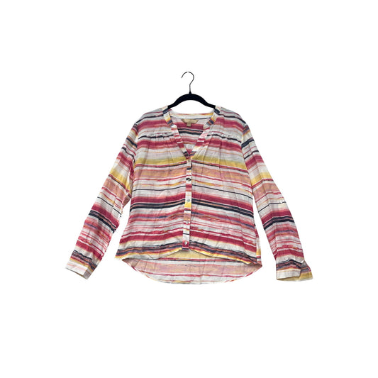 Hope & Harlow Womens Medium Striped Button-Up Blouse #6811