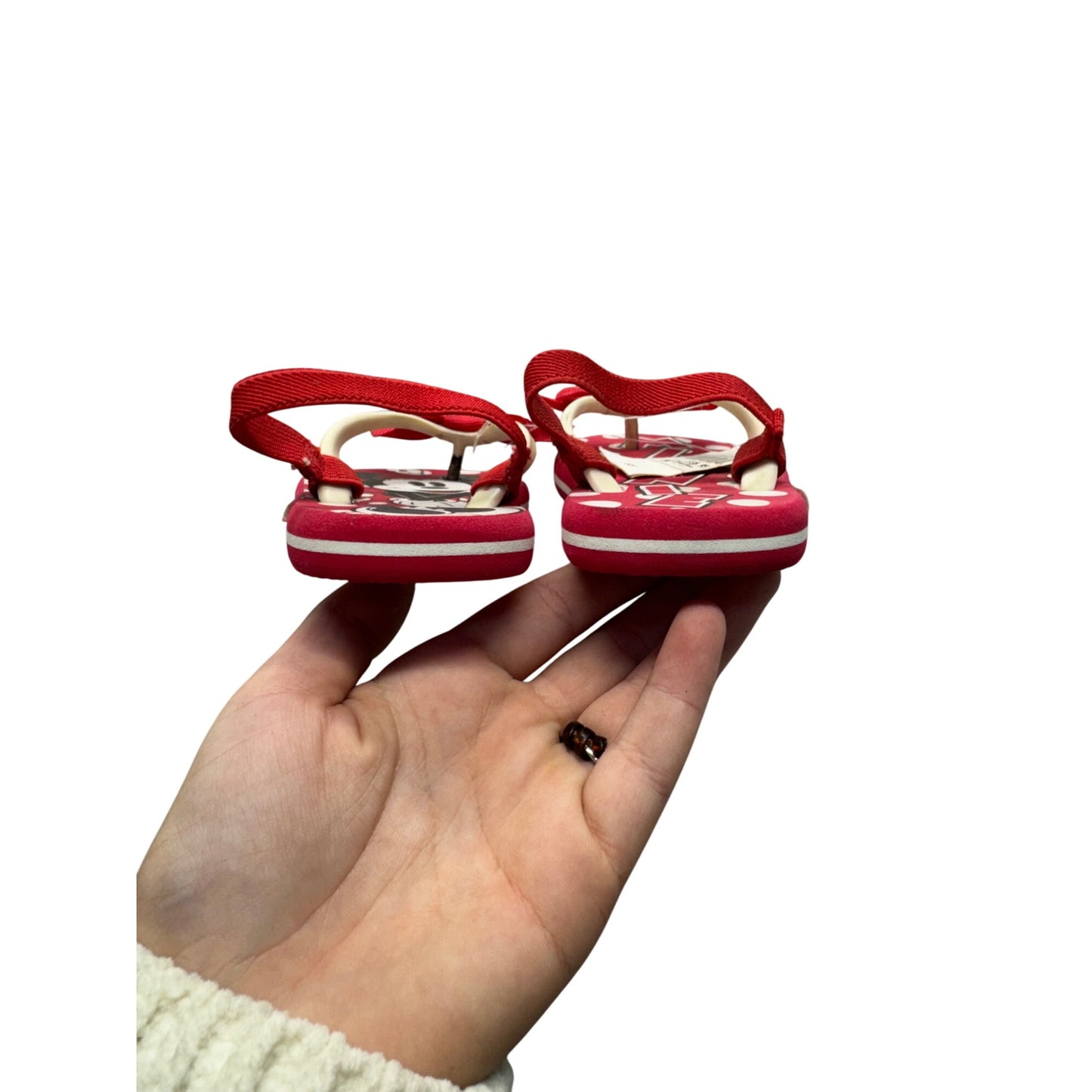 Minnie Mouse Red Polka Dot Flip Flops With Bow Size 5/6 Kids Sandals #9836