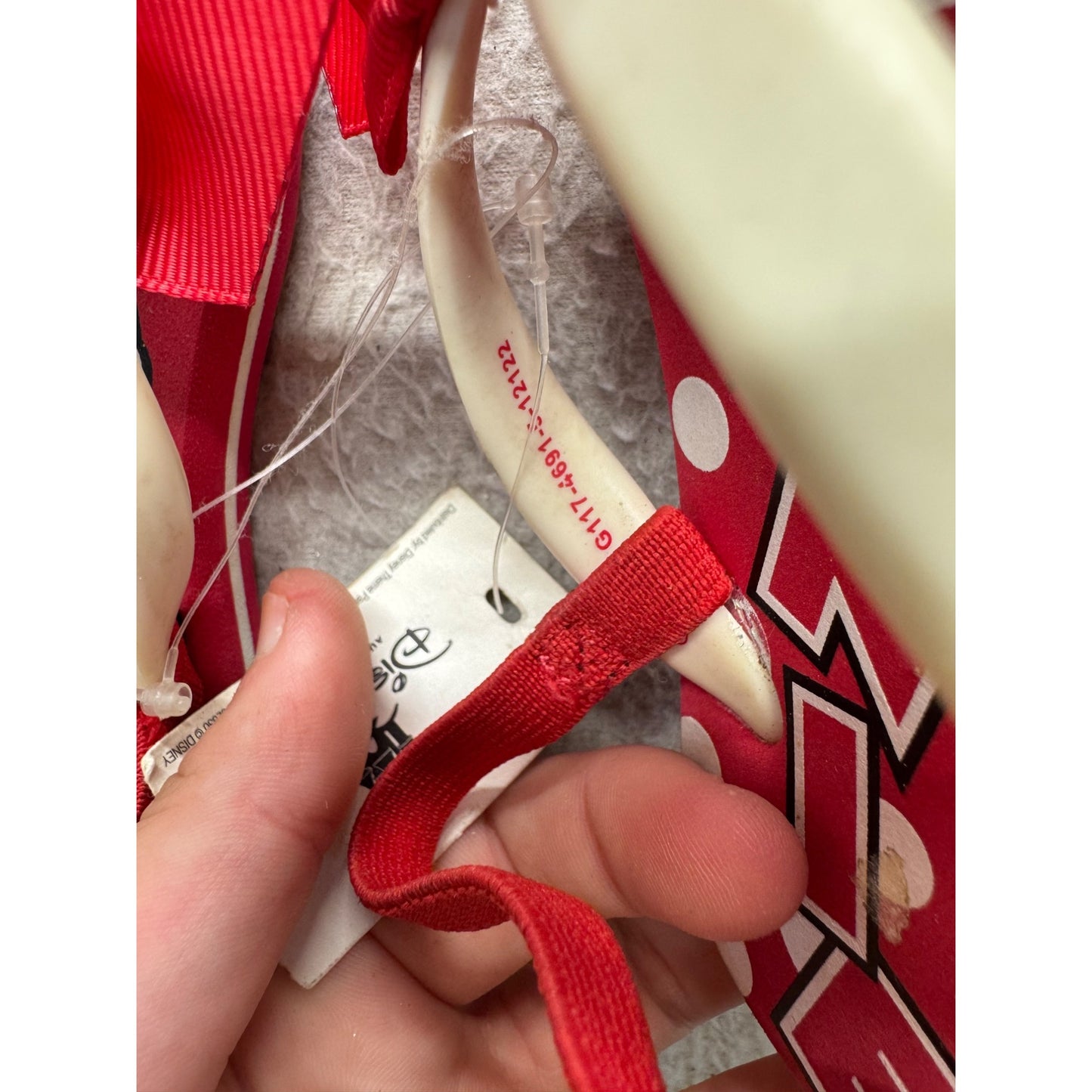 Minnie Mouse Red Polka Dot Flip Flops With Bow Size 5/6 Kids Sandals #9836
