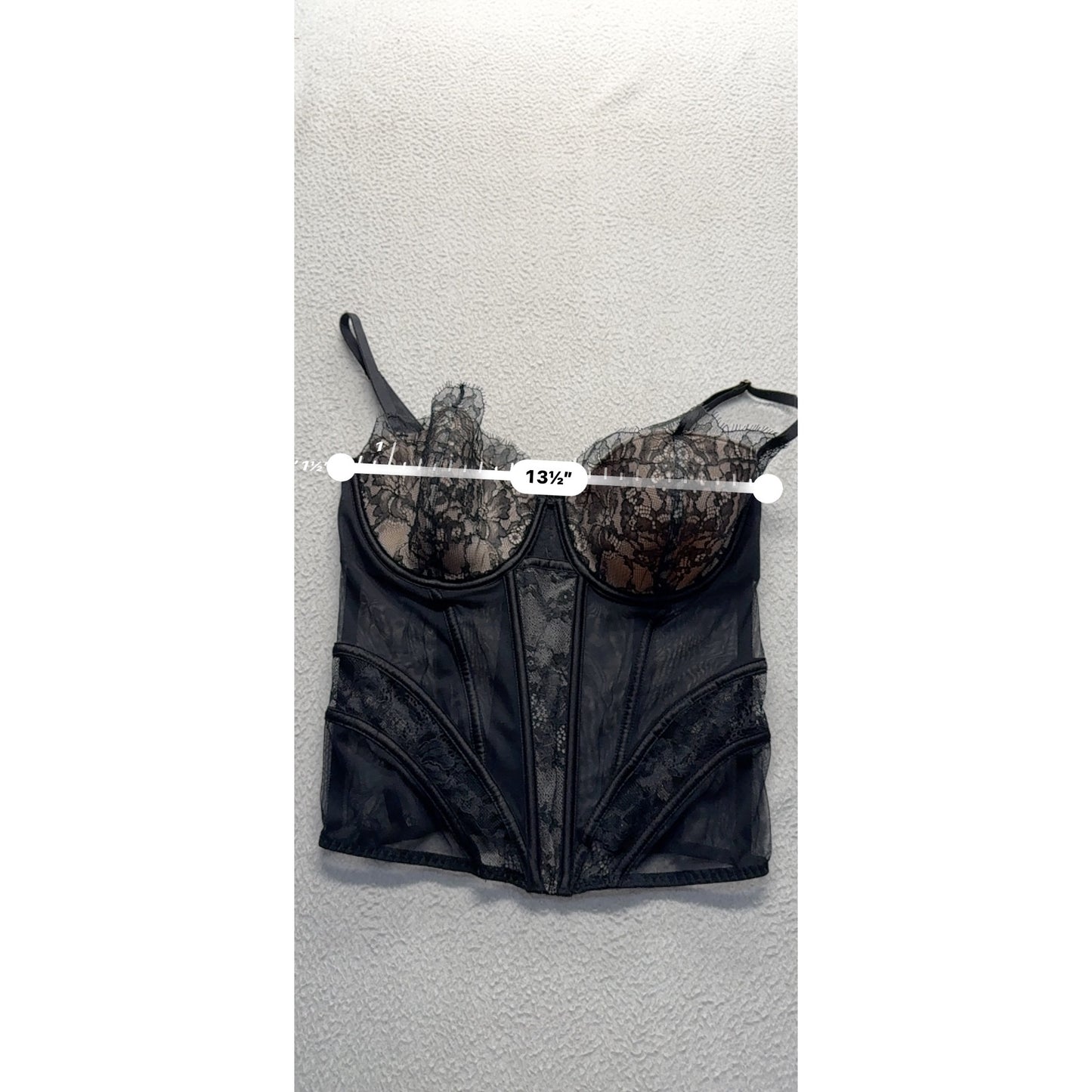 Victorias Secret Lace Bustier Corset Top 36D Black Mesh & Lace #291B