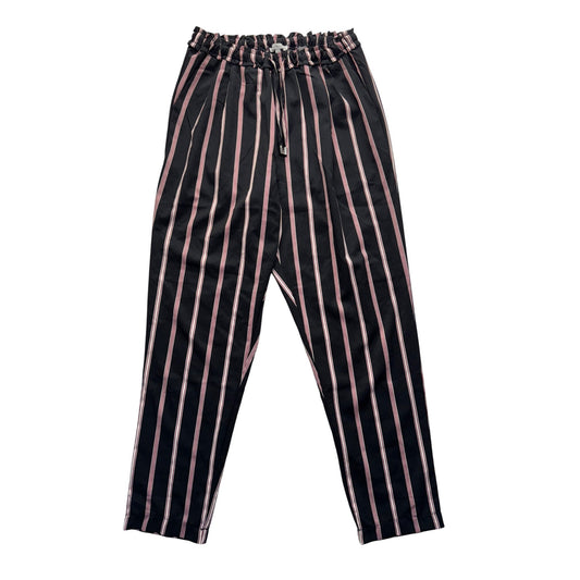 Charlotte Russe Striped Elastic Waist Pants Black & Pink Size S #211B