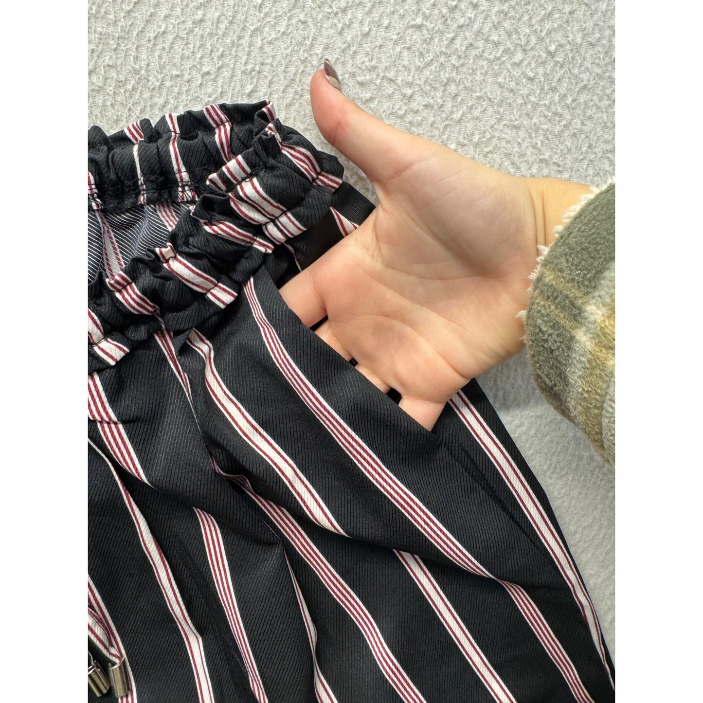 Charlotte Russe Striped Elastic Waist Pants Black & Pink Size S #211B