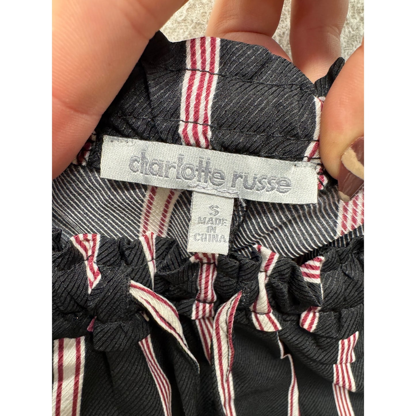 Charlotte Russe Striped Elastic Waist Pants Black & Pink Size S #211B