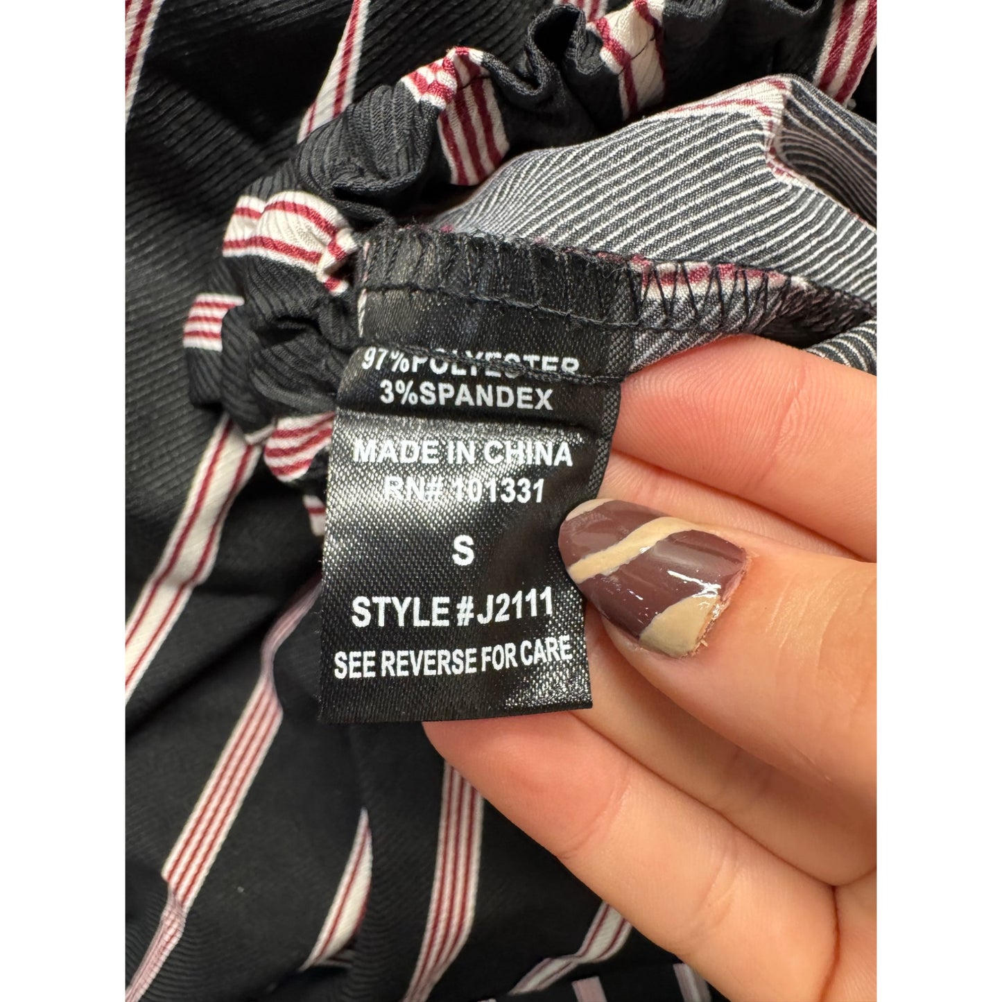 Charlotte Russe Striped Elastic Waist Pants Black & Pink Size S #211B