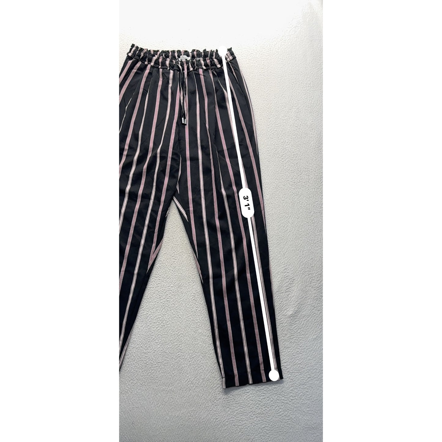 Charlotte Russe Striped Elastic Waist Pants Black & Pink Size S #211B