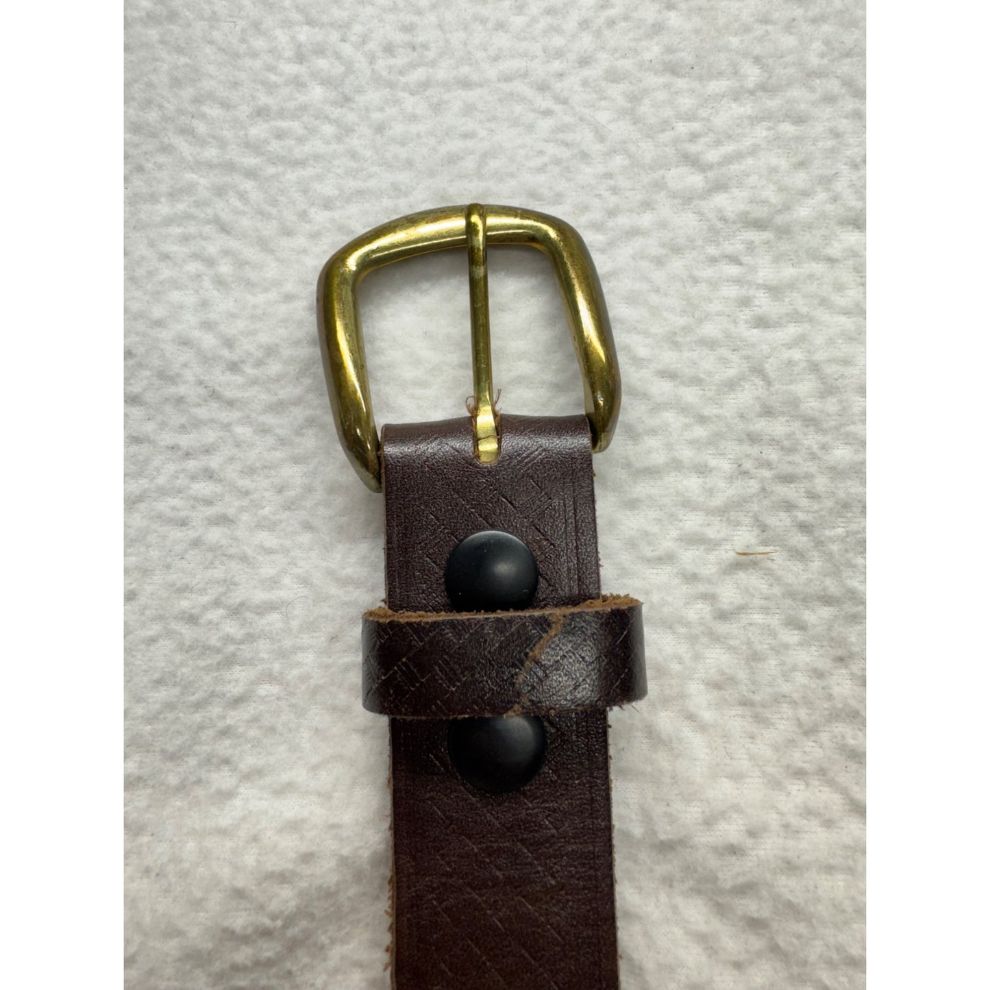 Vintage J.D. Mills Co. Genuine Top Grain Leather Belt 36 Brown Brass Buckle 6B