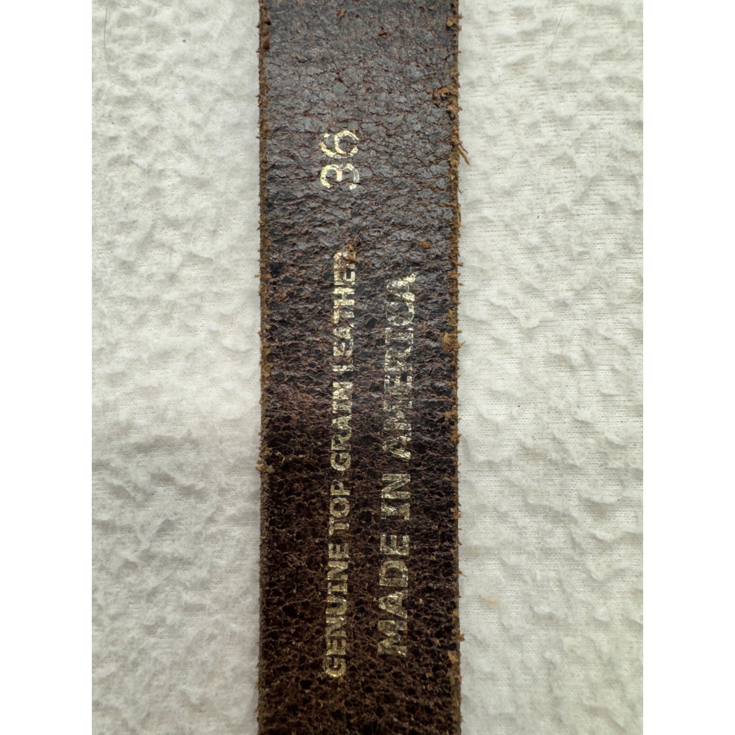 Vintage J.D. Mills Co. Genuine Top Grain Leather Belt 36 Brown Brass Buckle 6B