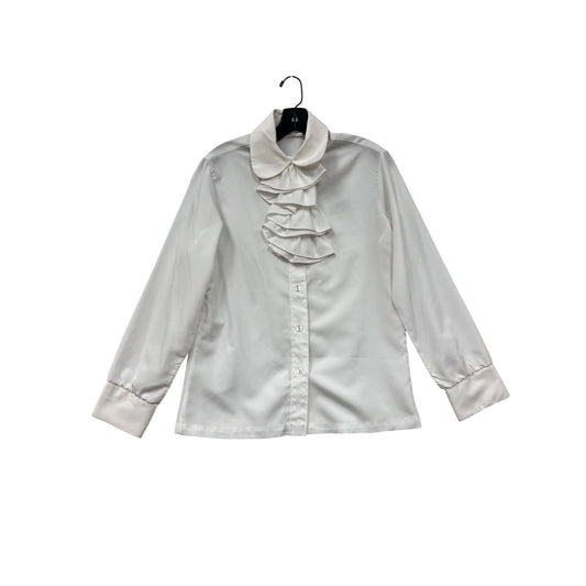 Vintage Terry Chicago White Ruffled Button-Up Blouse #8355