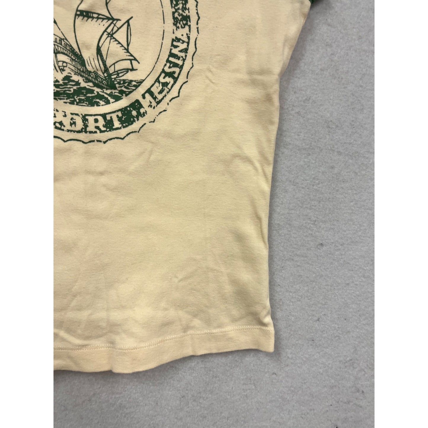 Vintage Style Green & Beige Graphic Cotton T-Shirt #699A