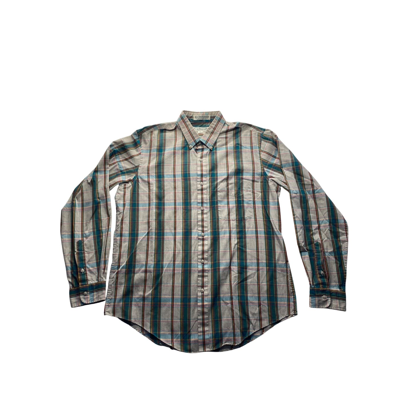 Vintage Cacharel Mens Long Sleeve Plaid Shirt #5892