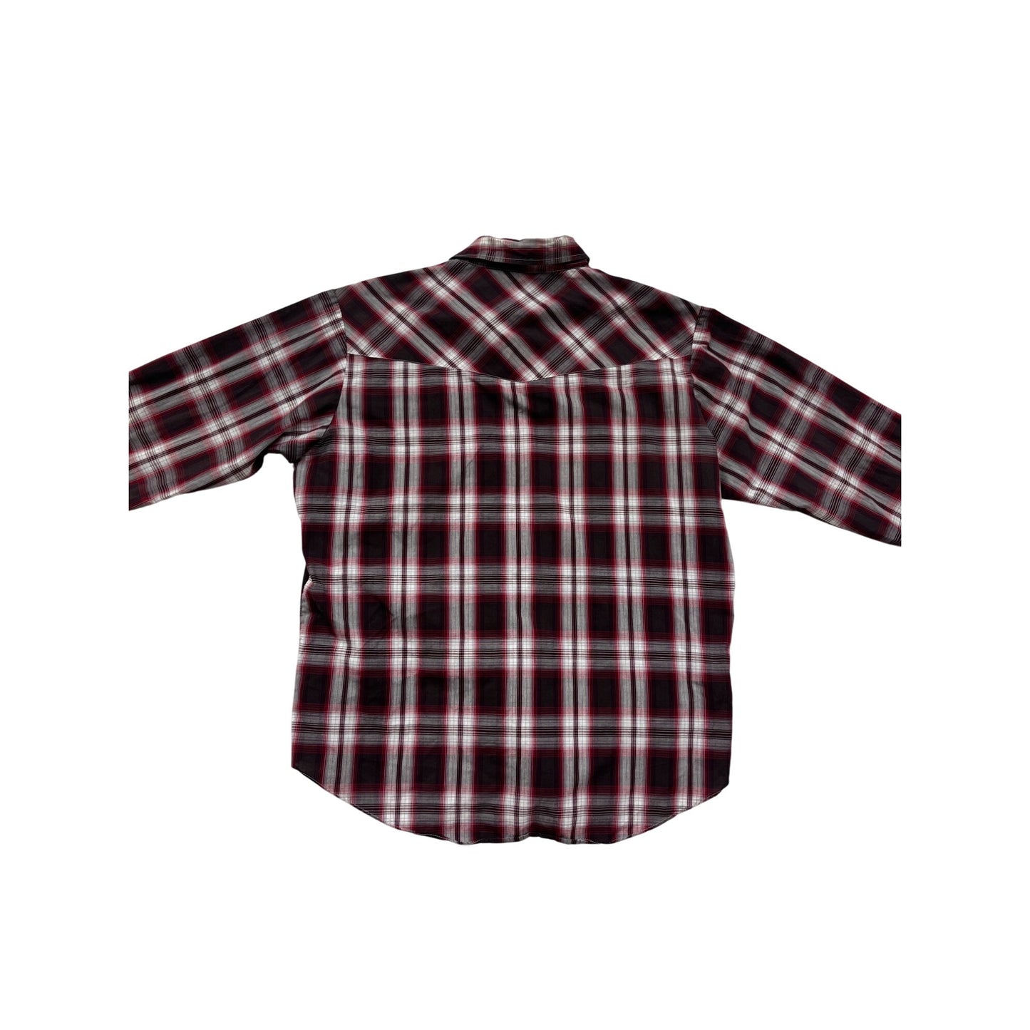 Ely Cattleman XL Red & Black Plaid Western Snap Button Shirt #8697