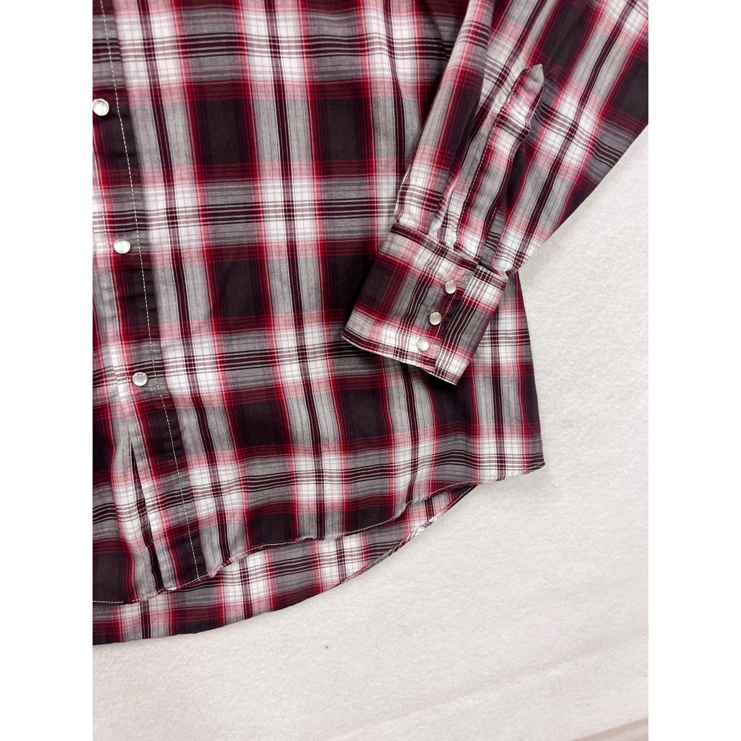 Ely Cattleman XL Red & Black Plaid Western Snap Button Shirt #8697