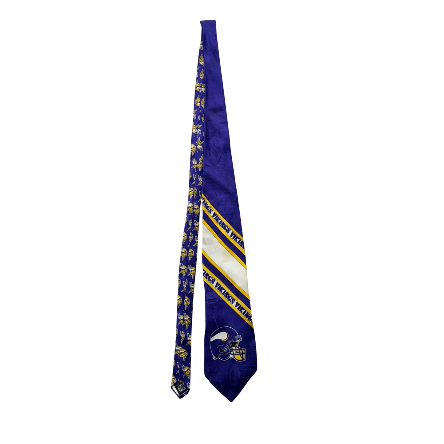 Minnesota Vikings NFL Team 100% Silk Tie In Purple/Yellow/White Design 334B