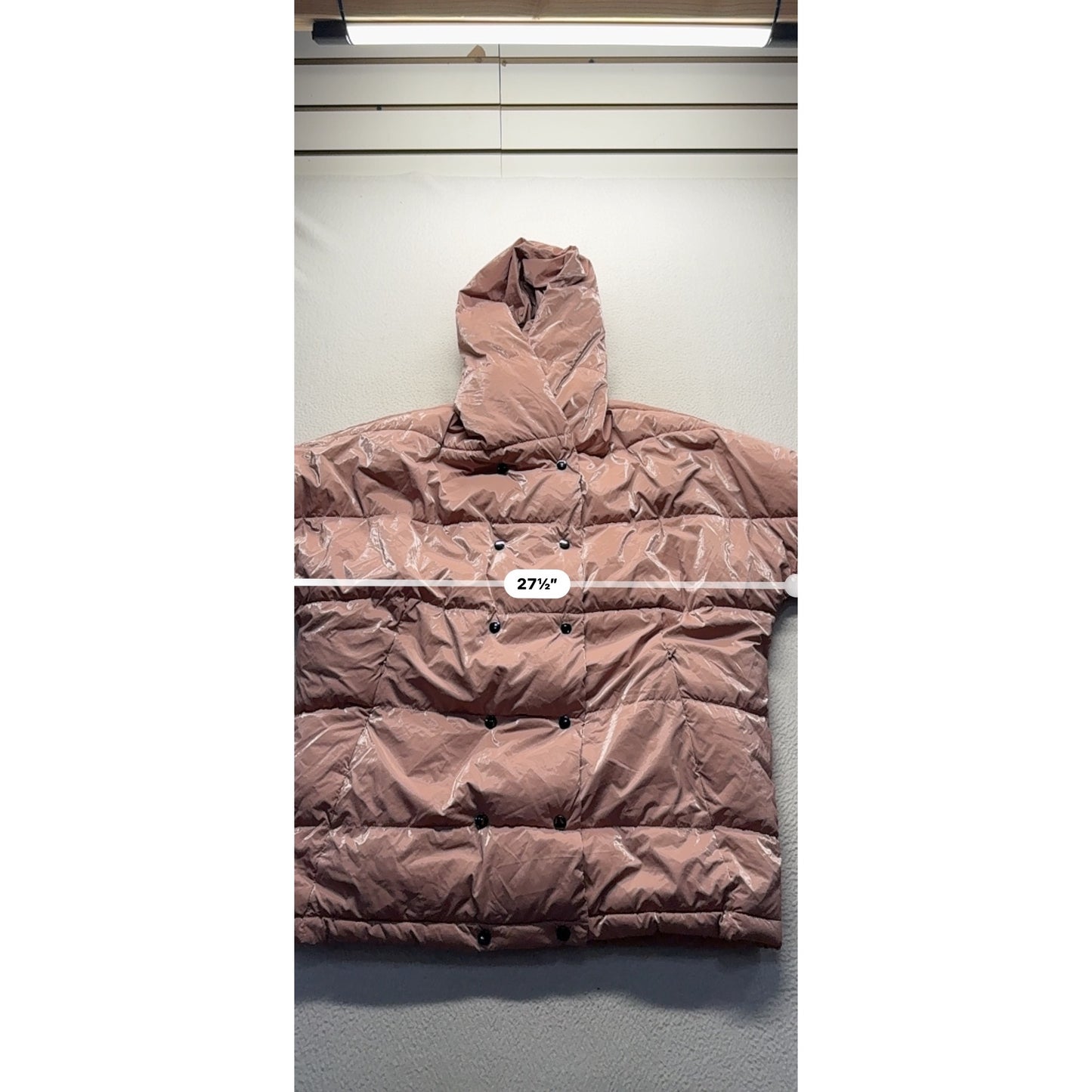 Zara Womens Light Pink Hooded Puffer Coat With Shiny Finish Size S #9509