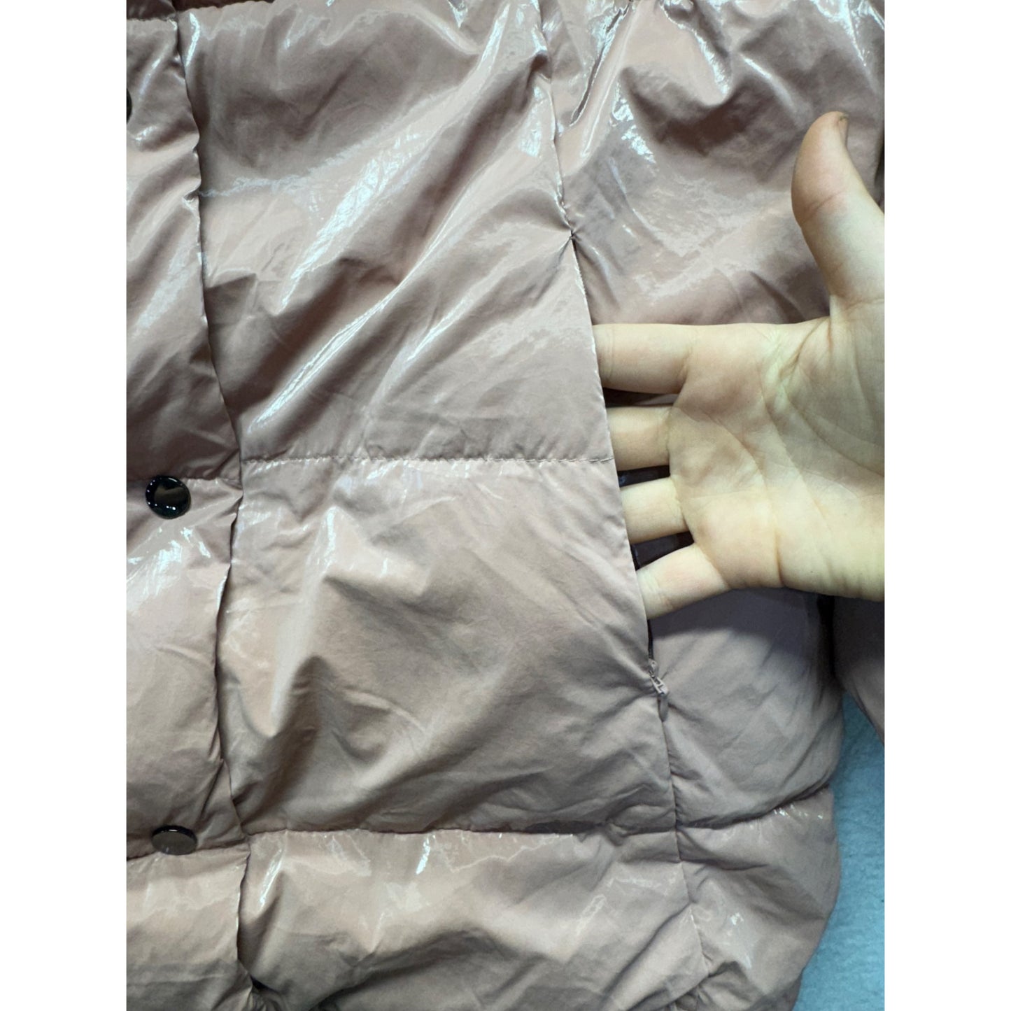 Zara Womens Light Pink Hooded Puffer Coat With Shiny Finish Size S #9509