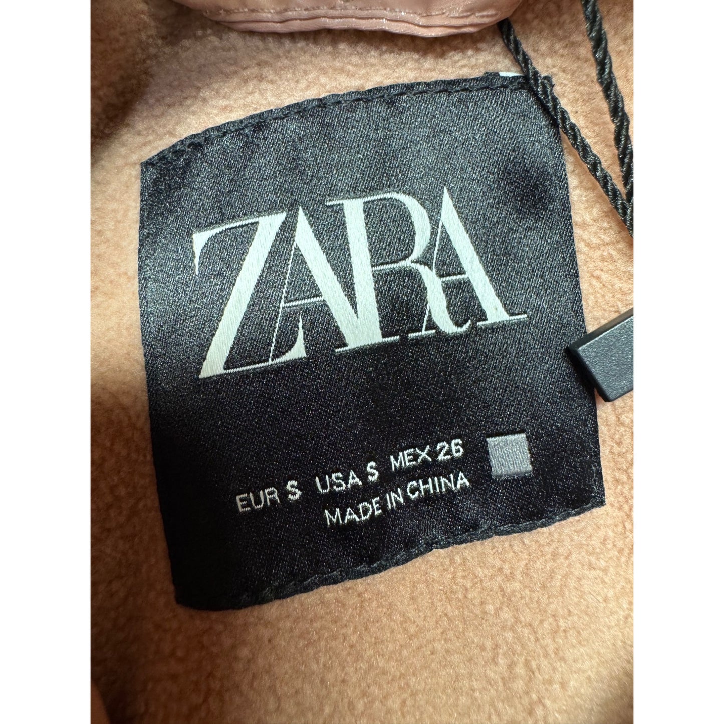 Zara Womens Light Pink Hooded Puffer Coat With Shiny Finish Size S #9509