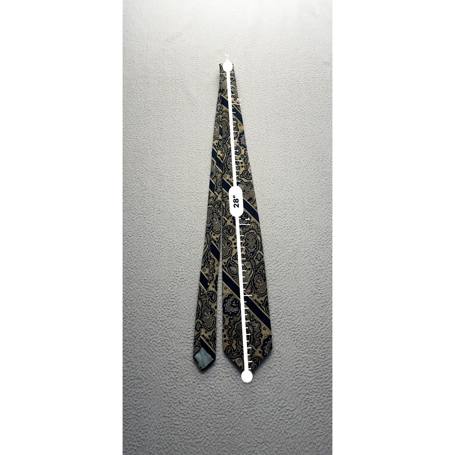 Vintage Wembley Wemlon Paisley/Stripe Necktie Blue/Gold Design #9110