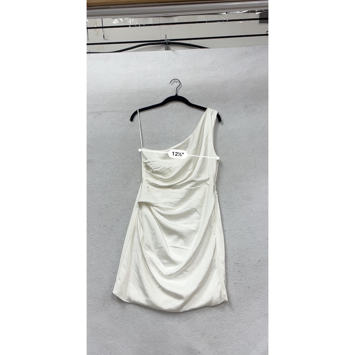 One-Shoulder White Satin Dress By Do+Be Size M #390A