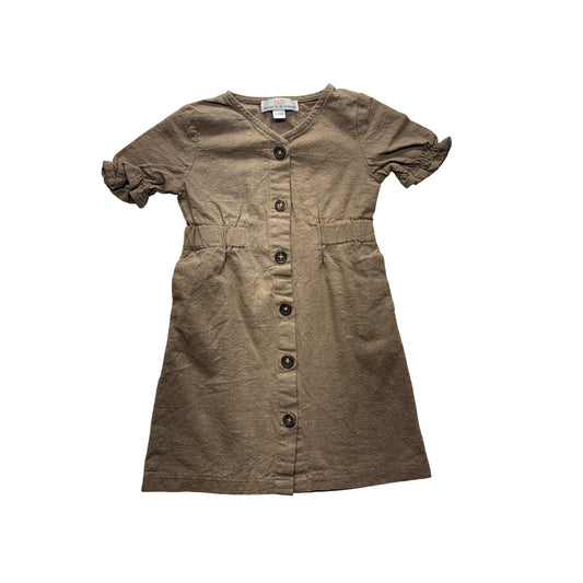 Baileys Blossoms 9-12M Baby Girl Button-Front Brown Dress #7419