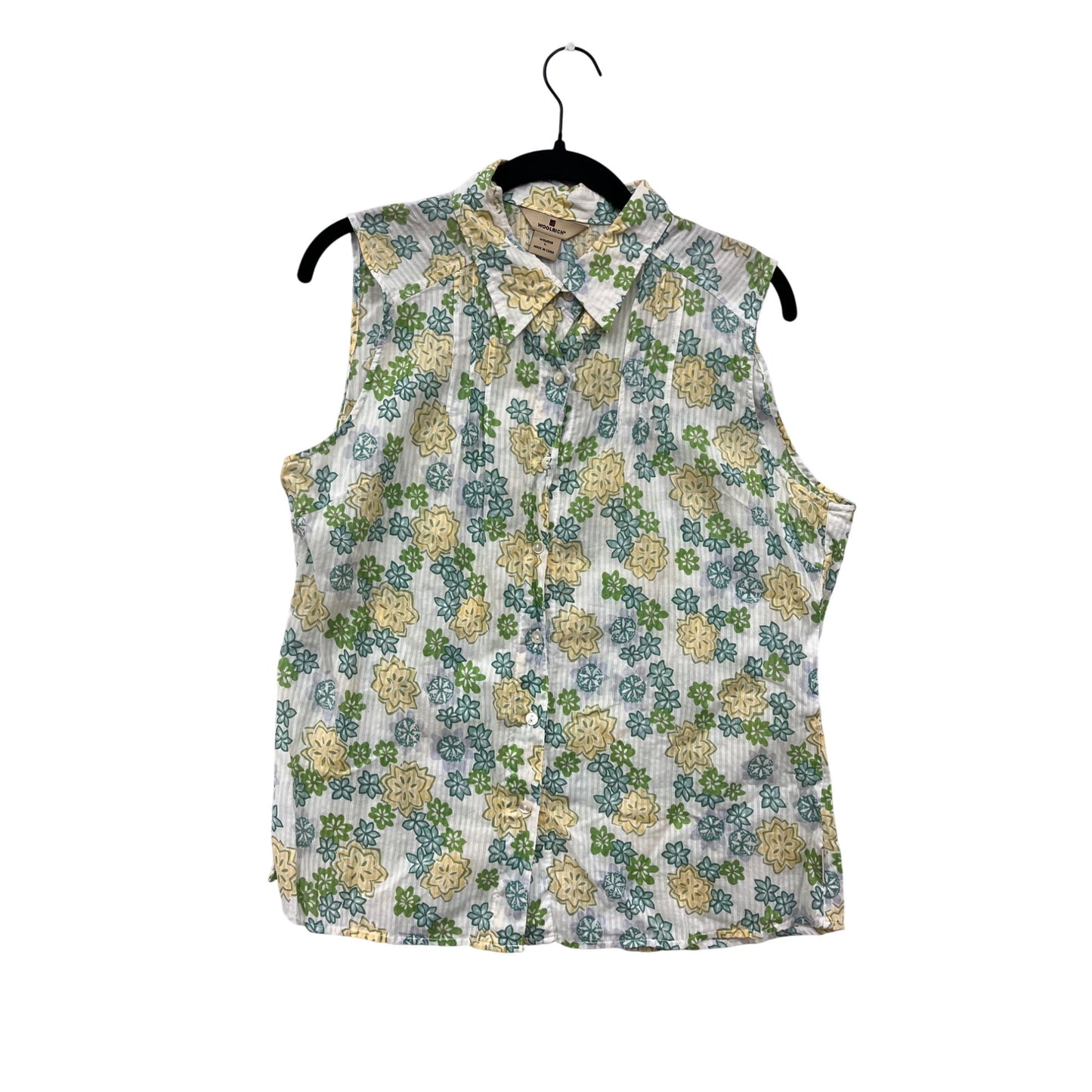 Woolrich Floral Sleeveless Button-Up Blouse L #8753