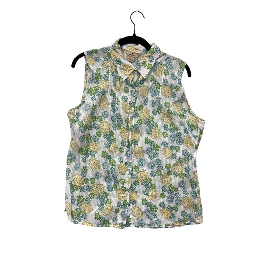 Woolrich Floral Sleeveless Button-Up Blouse L #8753