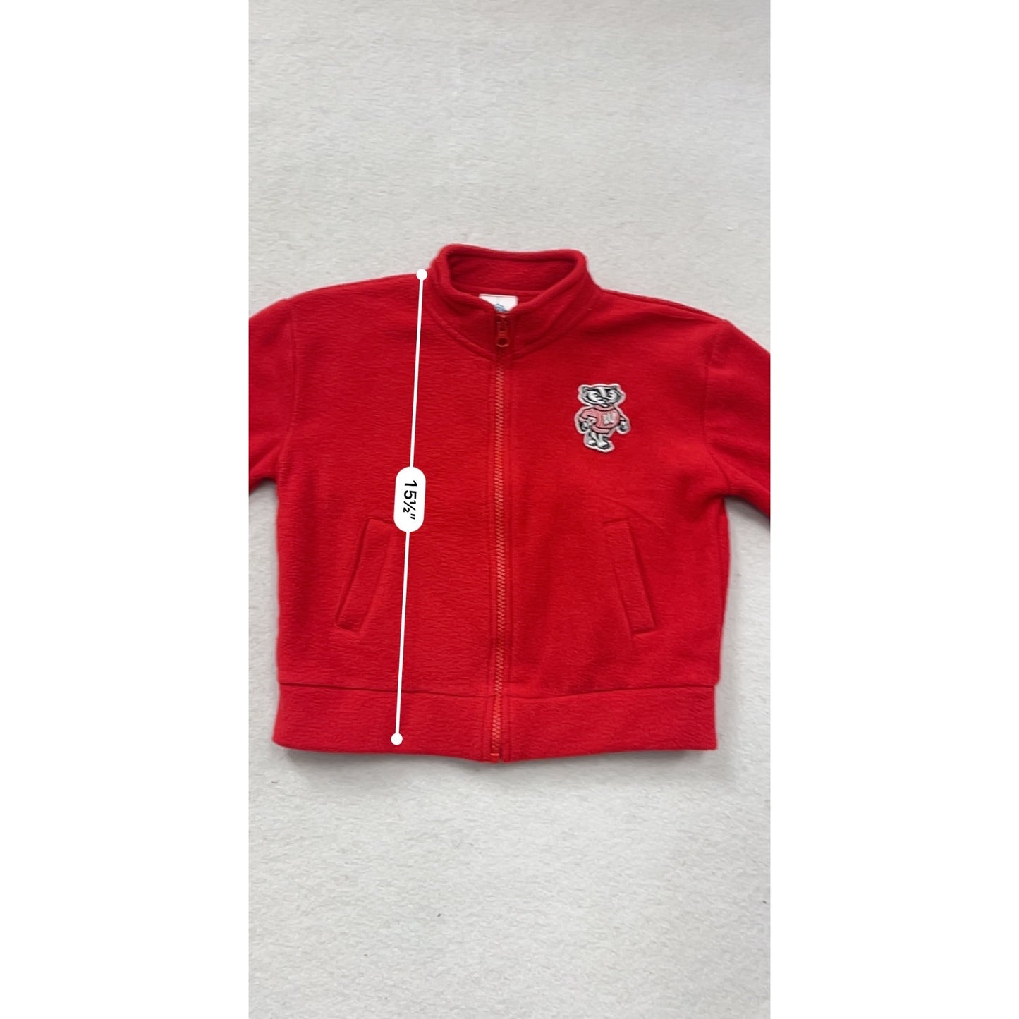 Boys 5T Red Fleece Jacket With Bucky Badger Embroidery #8398