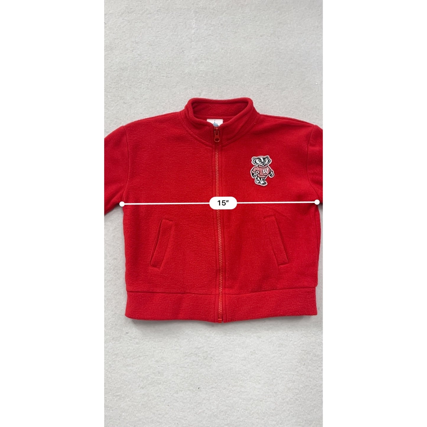 Boys 5T Red Fleece Jacket With Bucky Badger Embroidery #8398