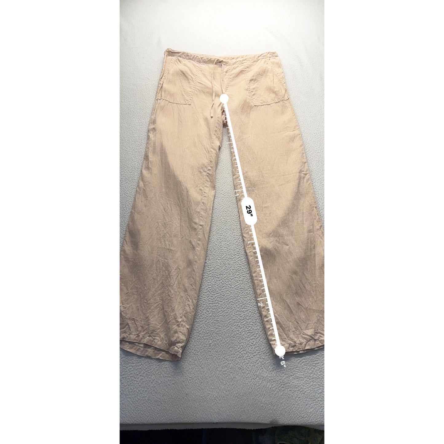 Linen Jay Wide-Leg Beige Pants Size M #9321