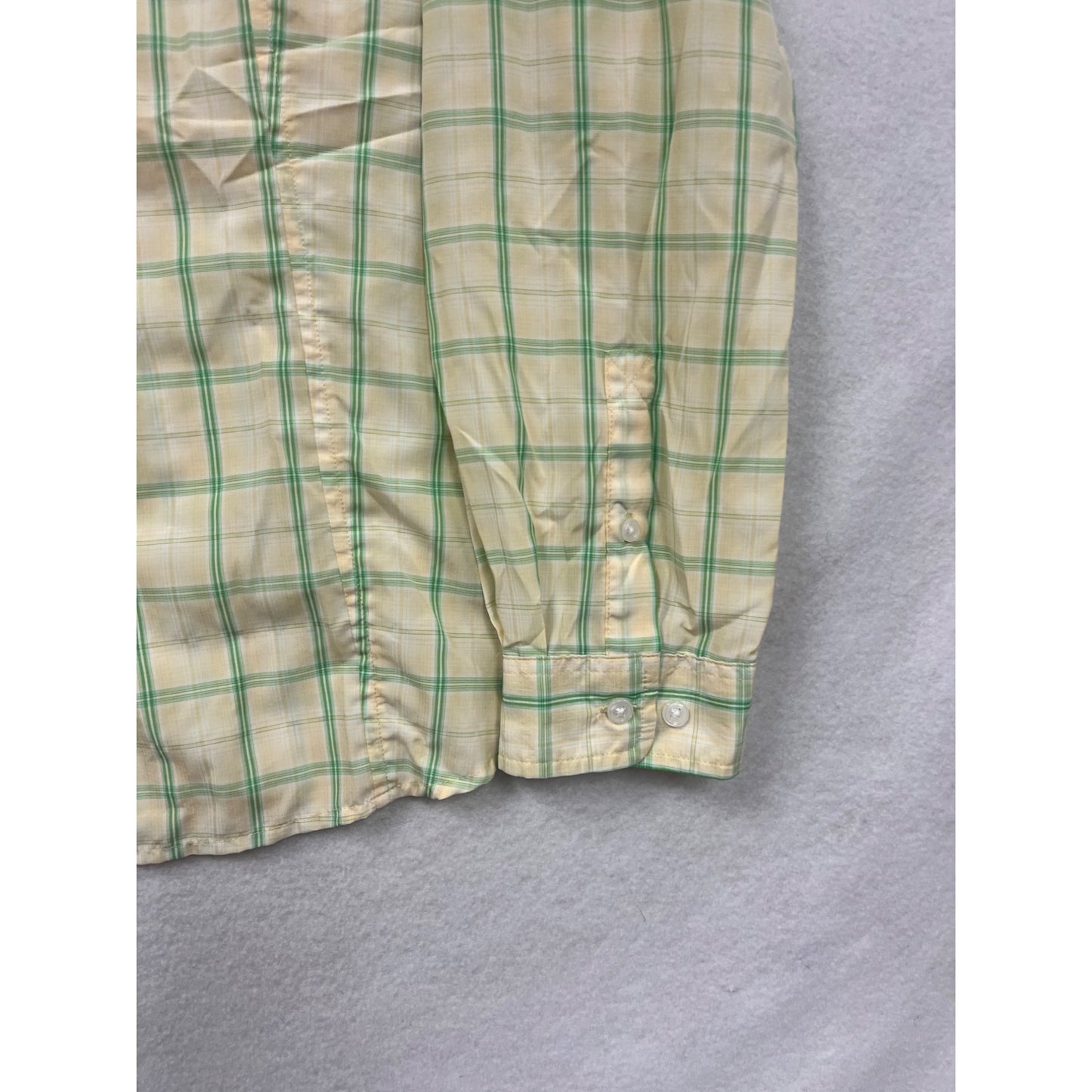 Duluth Trading Co Mens XL Yellow & Green Plaid Long Sleeve Button-Up Shirt #6787