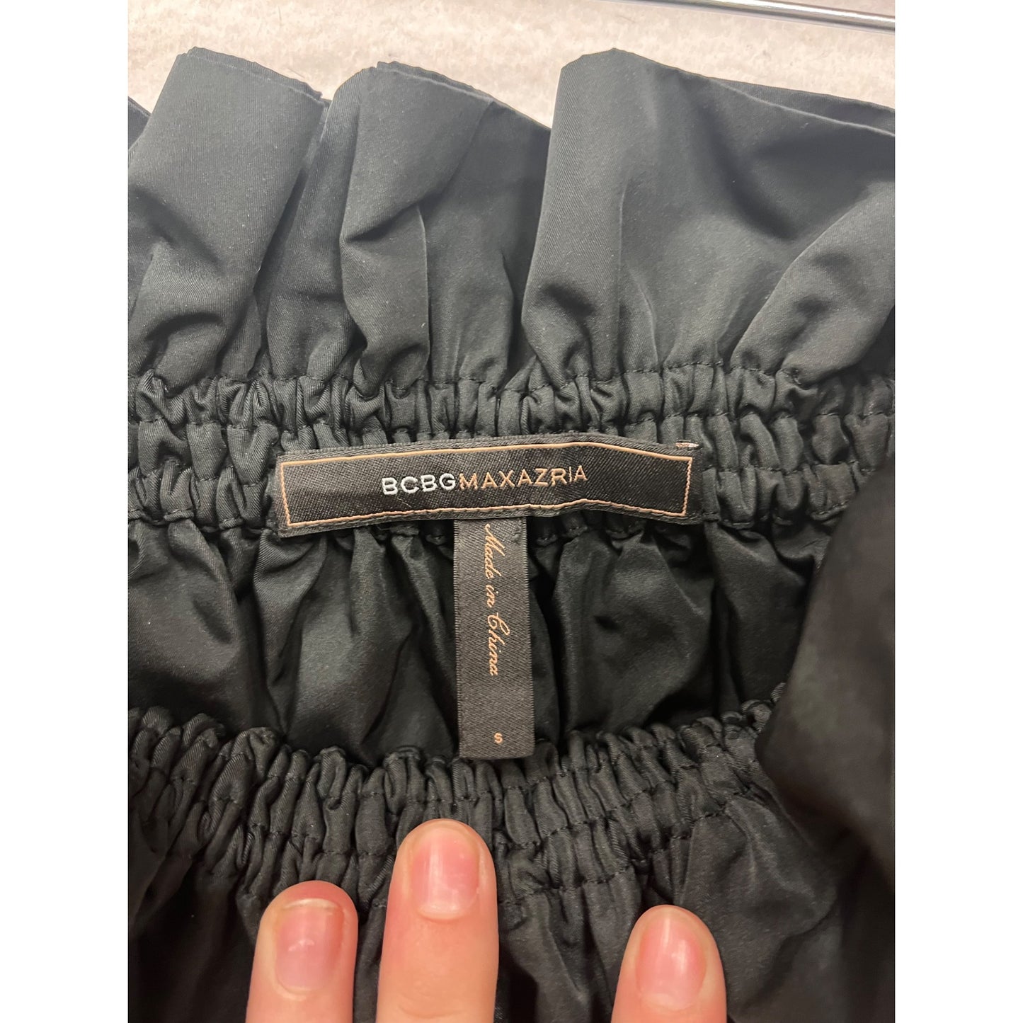 BCBGMaxAzria Womens Black Ruffled Off-Shoulder Balloon Sleeve Dress #8399