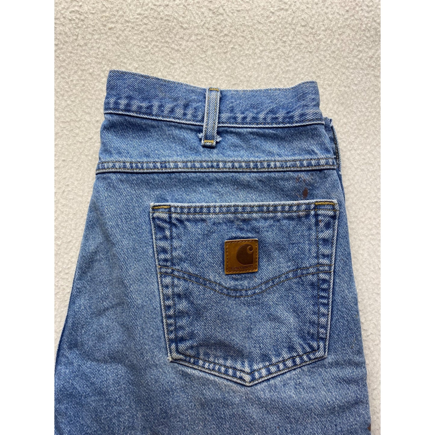 Carhartt Mens  Blue Denim Jeans With Paint Stains Relaxed Fit 28" Inseam #7207