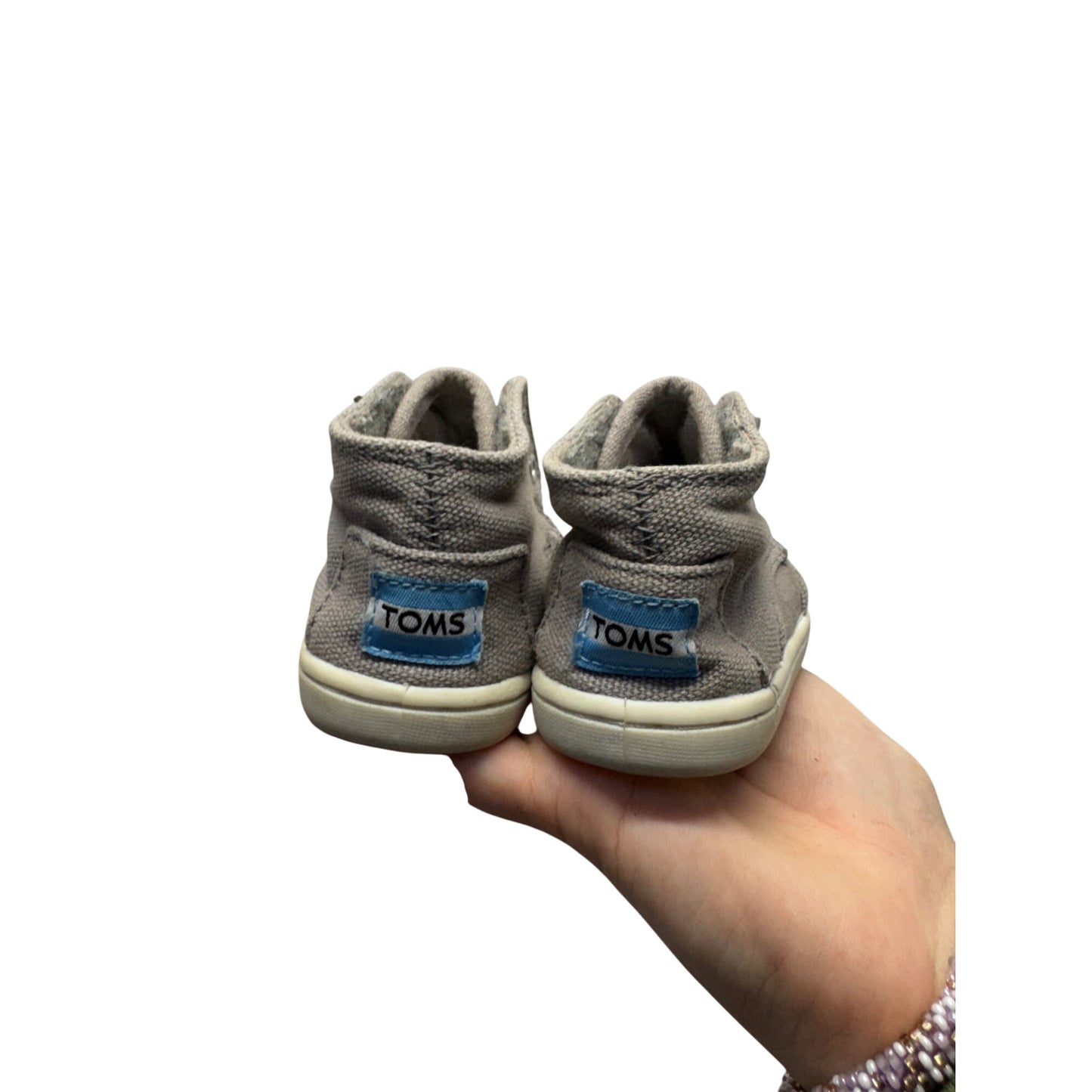 Toms Gray Canvas High-Top Toddler Shoes With Rubber Soles Size 5 #9295
