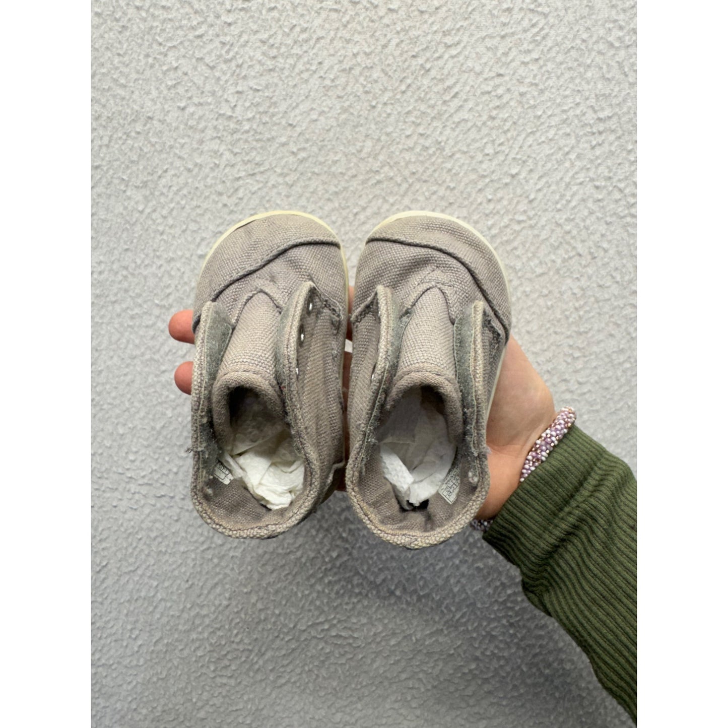 Toms Gray Canvas High-Top Toddler Shoes With Rubber Soles Size 5 #9295