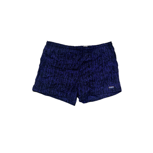 White Sierra Nylon Swim Shorts S Blue/Black Animal Print #204A