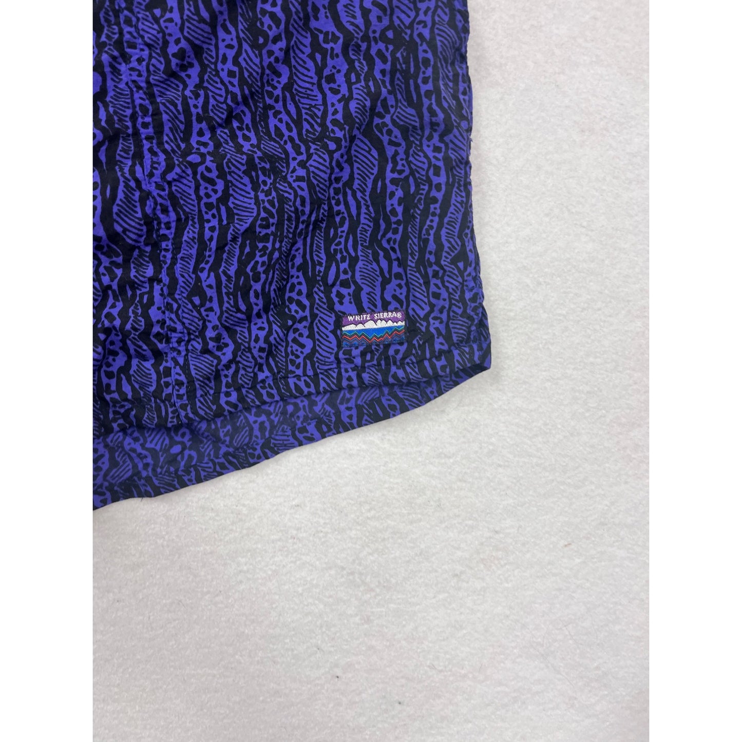 White Sierra Nylon Swim Shorts S Blue/Black Animal Print #204A