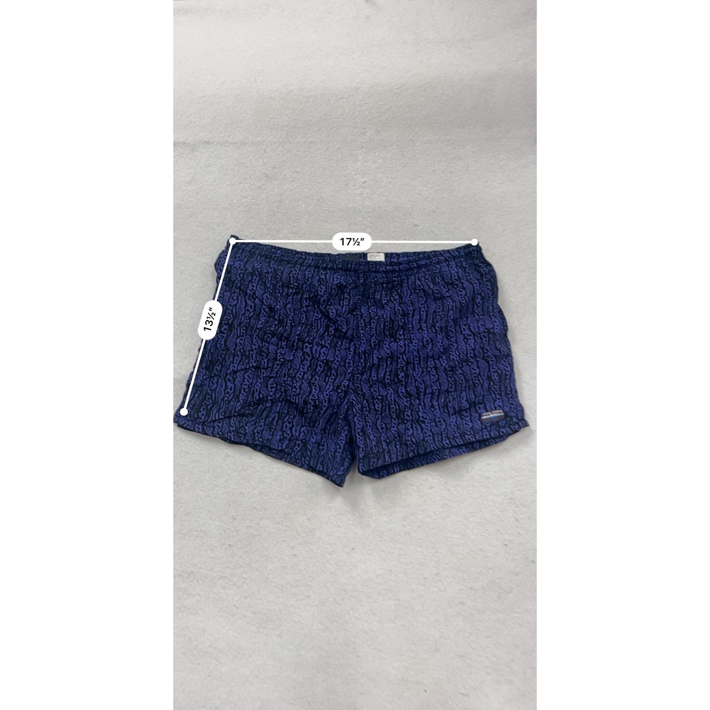 White Sierra Nylon Swim Shorts S Blue/Black Animal Print #204A