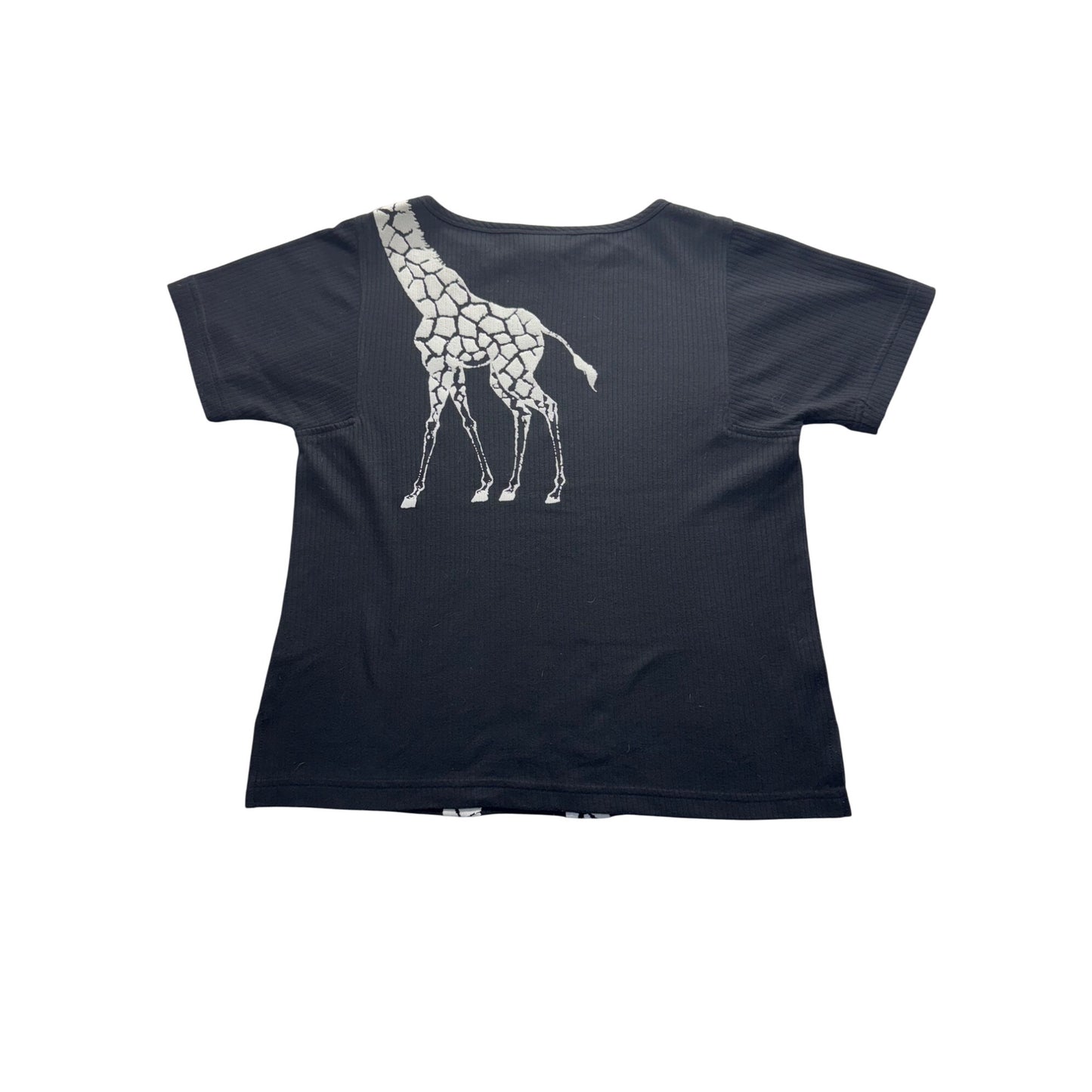 Giraffe Graphic Black Ribbed T-Shirt Petite Size PS Cotton Blend USA Made #9717