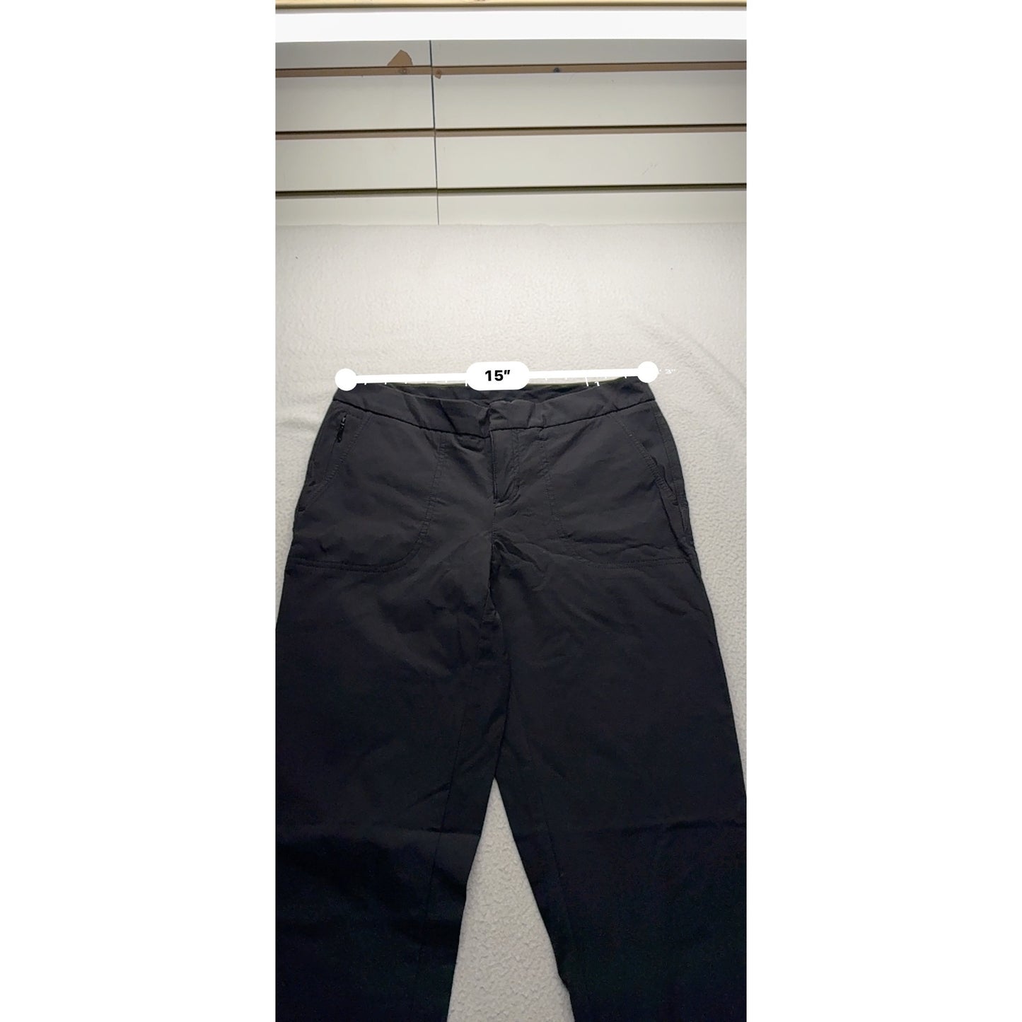 Womens Black Athleta Quick-Dry Stretch Pants With Zipper Pocket #7792