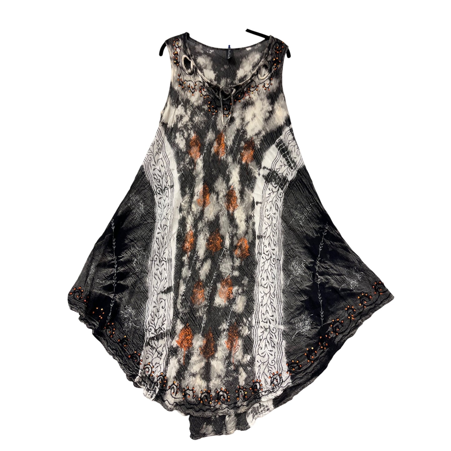 Handkerchief Hem Embroidered Tunic Dress OS By Sacred Threads #425A