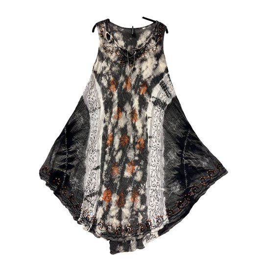 Handkerchief Hem Embroidered Tunic Dress OS By Sacred Threads #425A