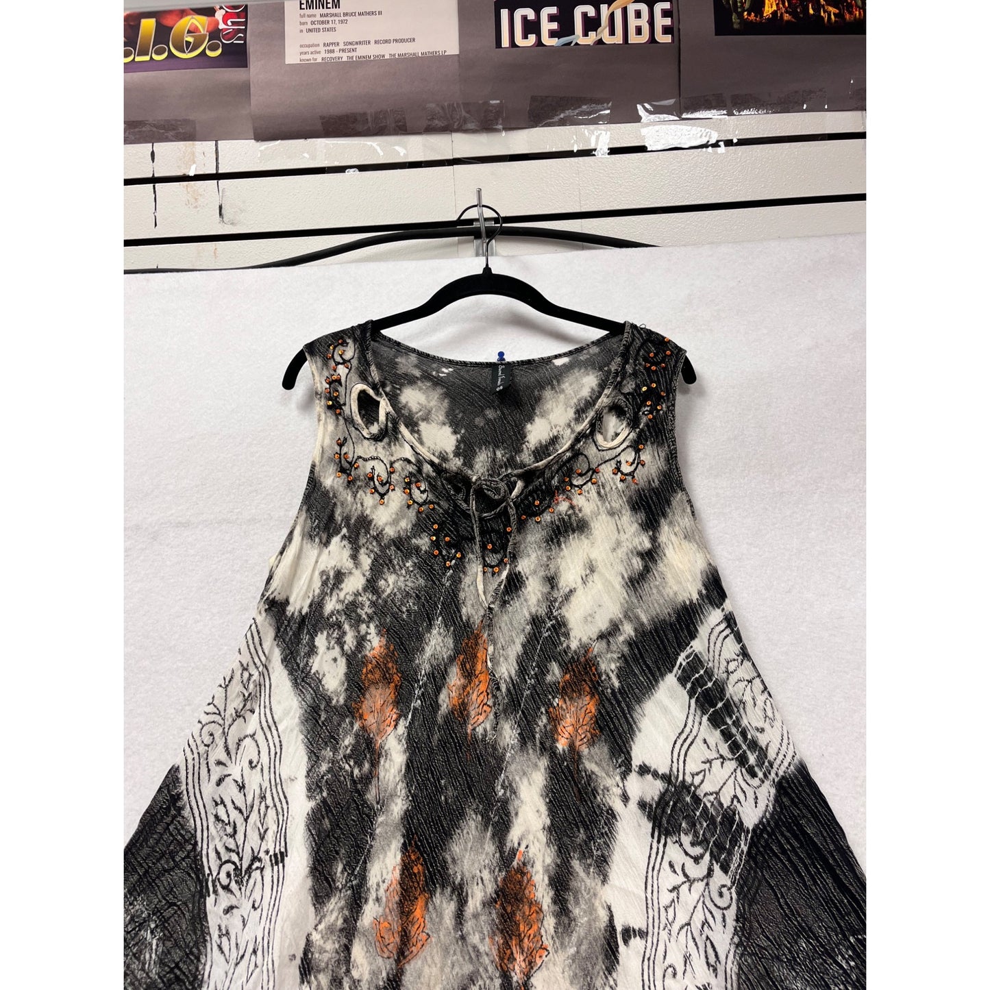 Handkerchief Hem Embroidered Tunic Dress OS By Sacred Threads #425A