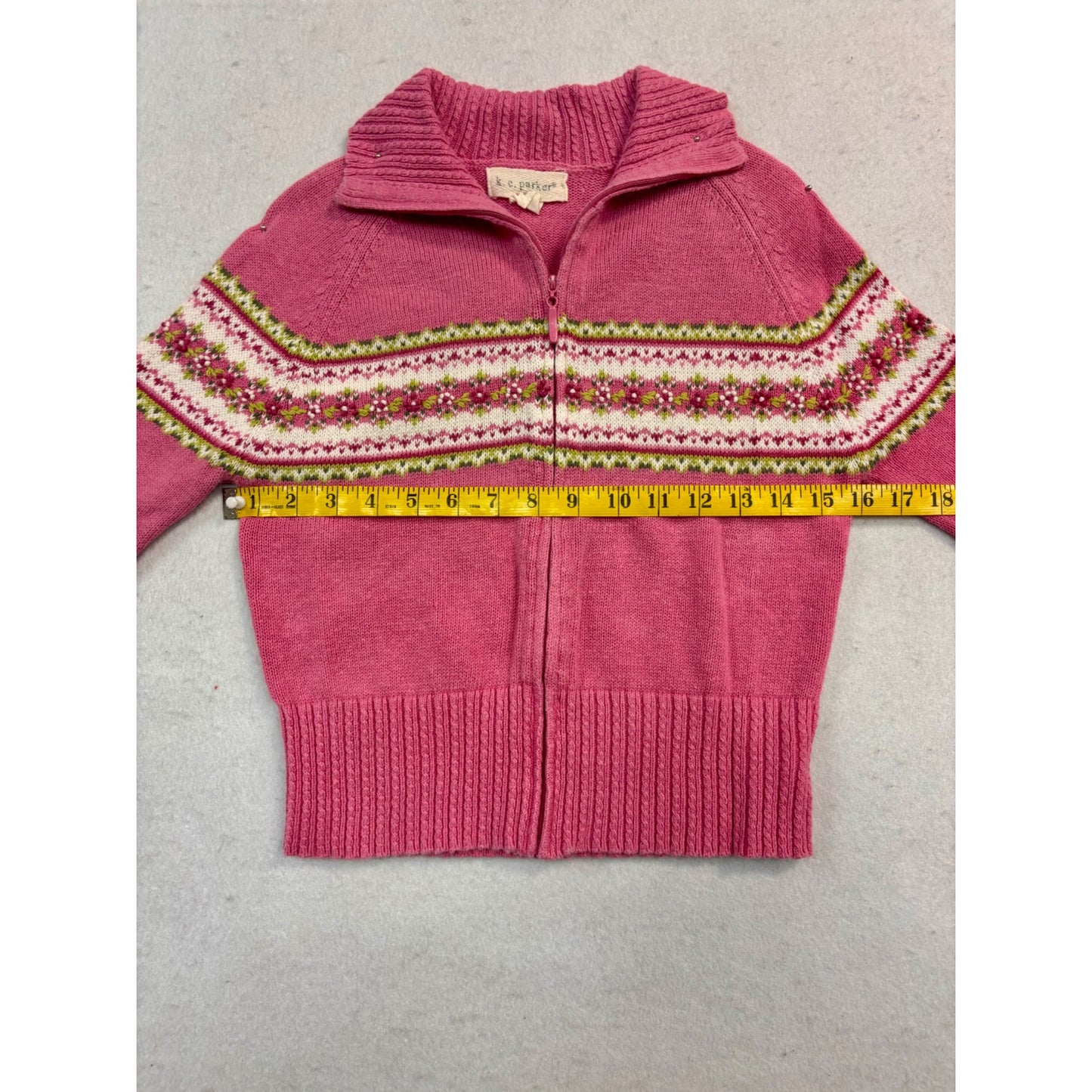 Girls Pink K.C Parker Knitted Zip Up