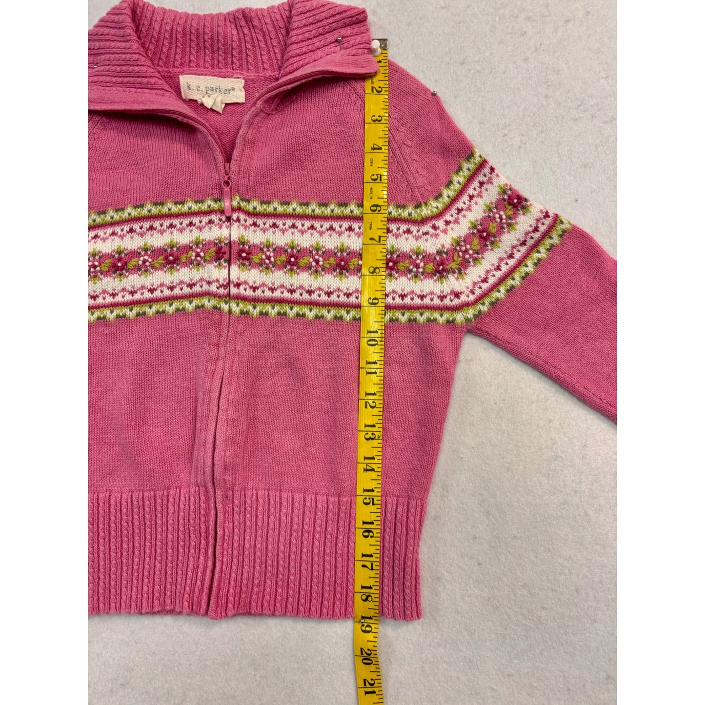 Girls Pink K.C Parker Knitted Zip Up